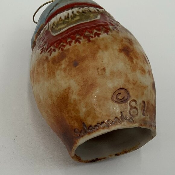 VTG Santa Wise Man Salamander Pottery Signed Ornament Bell 1982 - Picture 8 of 9